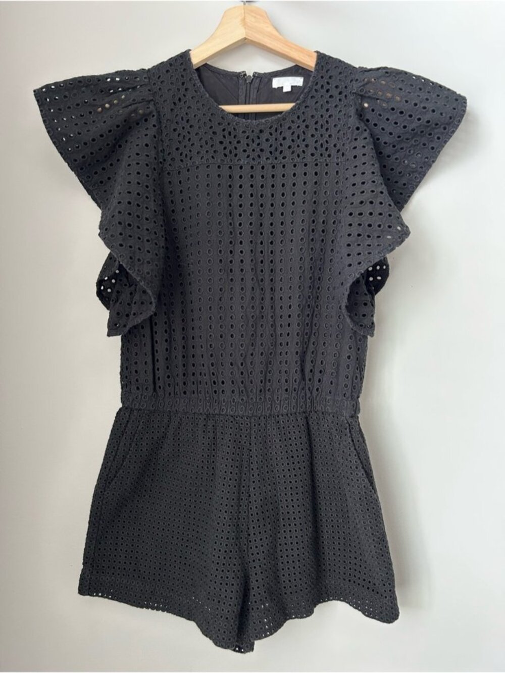 B+AB Eyelet Romper with Ruffle Sleeves